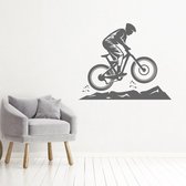 Muursticker Mountainbike -  Donkergrijs -  100 x 82 cm  -  alle muurstickers  slaapkamer  woonkamer  baby en kinderkamer - Muursticker4Sale