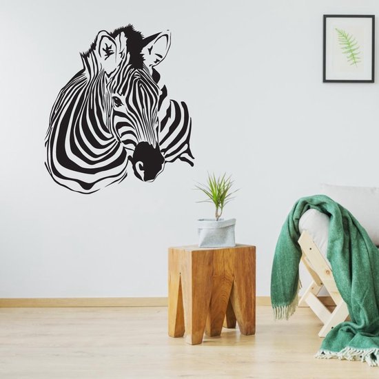 Muursticker Zebra - Oranje - 60 x 68 cm - slaapkamer woonkamer dieren