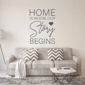 Muursticker Home Is Where Our Story Begins -  Donkergrijs -  100 x 135 cm  -  alle muurstickers  engelse teksten  woonkamer - Muursticker4Sale