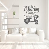 Muursticker Life Is A Journey Enjoy The Ride -  Donkergrijs -  105 x 140 cm  -  slaapkamer  woonkamer  alle - Muursticker4Sale