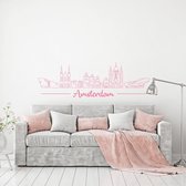 Muursticker Amsterdam -  Roze -  160 x 50 cm  -  alle muurstickers  slaapkamer  woonkamer  steden - Muursticker4Sale