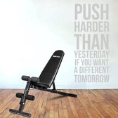 Muursticker Push Harder Than Yesterday If You Want A Different Tomorrow -  Zilver -  72 x 160 cm  -  engelse teksten  sport  alle - Muursticker4Sale