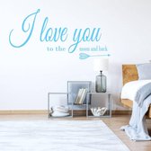 Muursticker I Love You To The Moon And Back -  Lichtblauw -  160 x 80 cm  -  slaapkamer  engelse teksten  alle - Muursticker4Sale