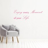 Muursticker Enjoy Every Moment Of Your Life - Roze - 120 x 42 cm - woonkamer engelse teksten