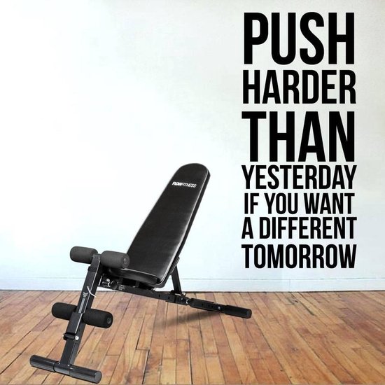 Muursticker Push Harder Than Yesterday If You Want A Different Tomorrow - Zwart - 36 x 80 cm - engelse teksten sport