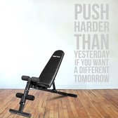 Muursticker Push Harder Than Yesterday If You Want A Different Tomorrow -  Zilver -  36 x 80 cm  -  engelse teksten  sport  alle - Muursticker4Sale