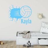 Muursticker Volleybal Uit Muur Met Naam - Lichtblauw - 40 x 34 cm - naam stickers