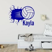 Muursticker Volleybal Uit Muur Met Naam - Donkerblauw - 40 x 34 cm - naam stickers