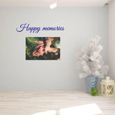 Muursticker Happy Memories - Donkerblauw - 120 x 23 cm - engelse teksten woonkamer