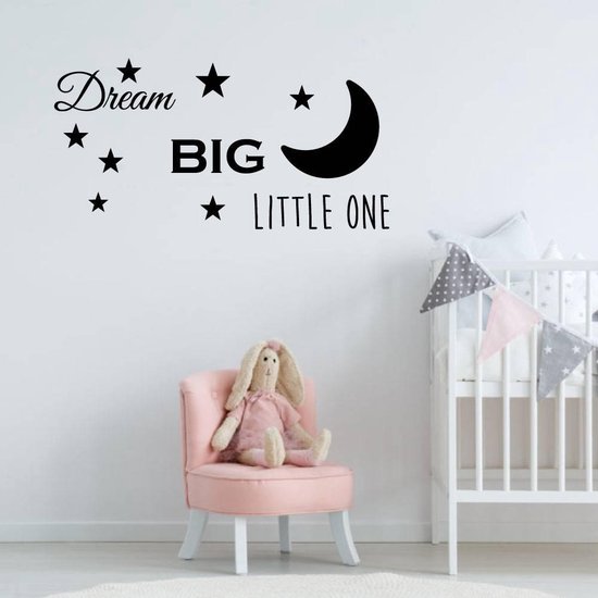 Muursticker Dream Big Little One - Zwart - 120 x 60 cm - baby en kinderkamer
