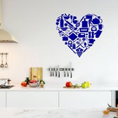 Muursticker Keuken Hart -  Donkerblauw -  60 x 56 cm  -  keuken  bedrijven   - Muursticker4Sale