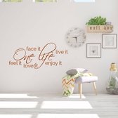 Muurtekst One Life -  Bruin -  120 x 53 cm  -  woonkamer  engelse teksten  alle - Muursticker4Sale