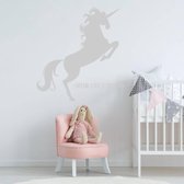 Muursticker Unicorn - Lichtgrijs - 40 x 40 cm - slaapkamer engelse teksten baby en kinderkamer dieren