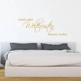 Muursticker Welterusten Good Night Buenas Noches - Goud - 80 x 28 cm - taal - nederlandse teksten taal - engelse teksten slaapkamer alle