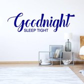 Slaapkamer Sticker Goodnight Sleep Tight - Donkerblauw - 120 x 34 cm - nederlandse teksten slaapkamer