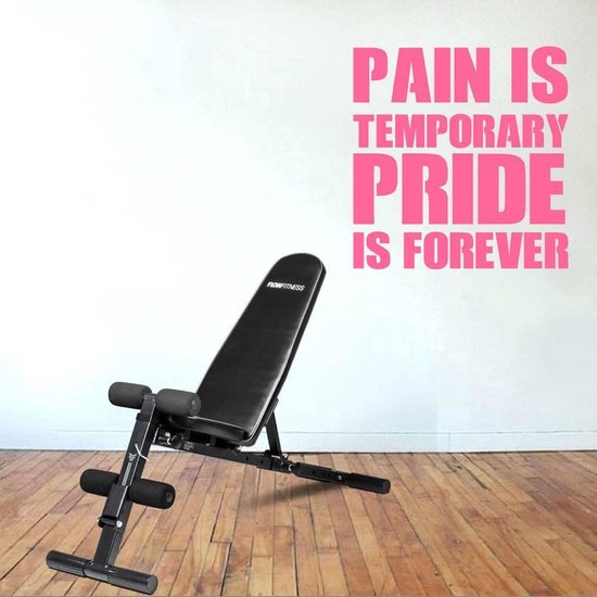Sticker Muursticker Pain Is Temporary Pride Is Forever - Rose - 120 x 120 cm - Textes anglais sports - Muursticker4Sale