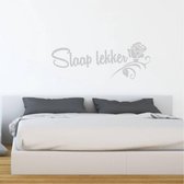 Muursticker Slaap Lekker Met Roos - Lichtgrijs - 80 x 29 cm - slaapkamer alle