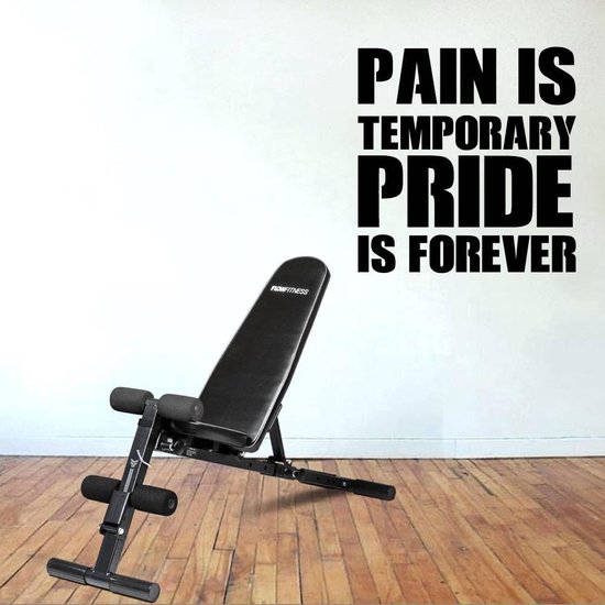 Sticker Muursticker Pain Is Temporary Pride Is Forever - Rouge - 120 x 120 cm - Textes anglais sports - Muursticker4Sale