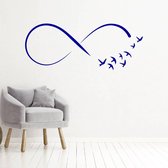 Muursticker Infinity Met Vogels - Donkerblauw - 120 x 48 cm - woonkamer slaapkamer