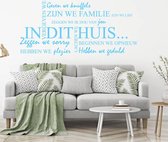 Muursticker In Dit Huis -  Lichtblauw -  160 x 73 cm  -  woonkamer  nederlandse teksten  alle - Muursticker4Sale