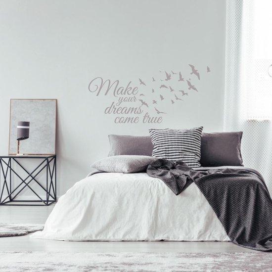 Muursticker Make Your Dreams Come True - Zilver - 160 x 77 cm - alle muurstickers slaapkamer