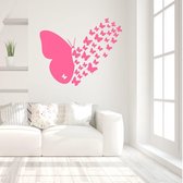 Muursticker Vliegende Vlinders -  Roze -  60 x 49 cm  -  alle muurstickers  baby en kinderkamer  slaapkamer  woonkamer  dieren - Muursticker4Sale