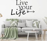 Muursticker Live Your Life Pijl - Geel - 120 x 80 cm - taal - engelse teksten slaapkamer alle