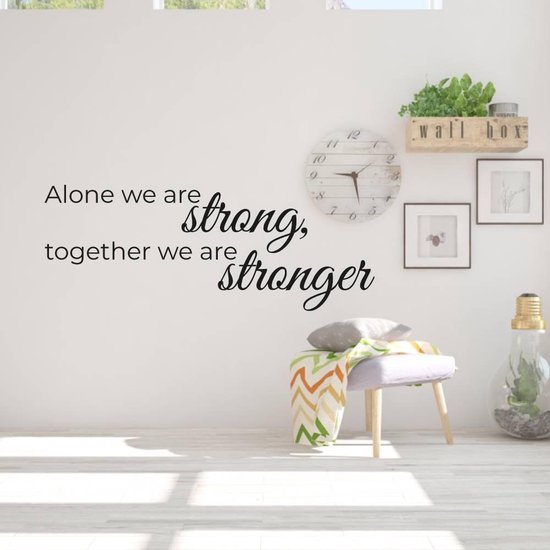 Muurtekst Alone We Are Strong, Together We Are Stronger - Rood - 160 x 60 cm - woonkamer alle