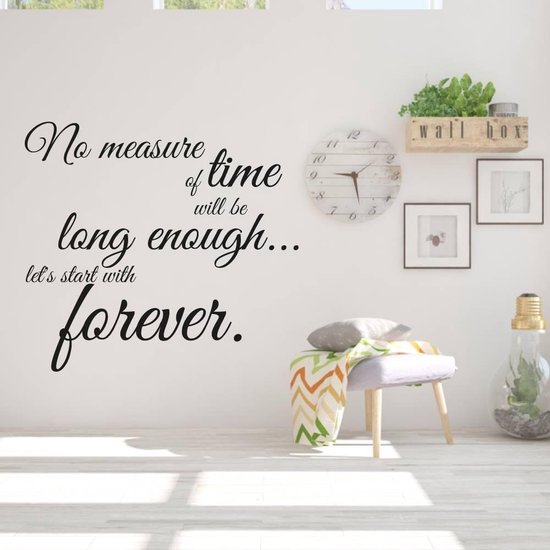 Muursticker No Measure Of Time Will Be Long Enough Let's Start With Forever - Oranje - 43 x 40 cm - engelse teksten woonkamer