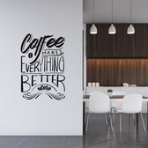 Muursticker Coffee Makes Everything Better - Geel - 53 x 80 cm - keuken engelse teksten