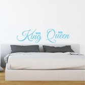 Muursticker Her King - His Queen -  Lichtblauw -  160 x 41 cm  -  alle muurstickers  slaapkamer  engelse teksten - Muursticker4Sale