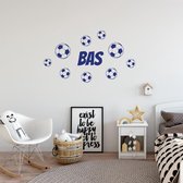 Muursticker Voetbal Met Naam -  Donkerblauw -  80 x 45 cm  -  alle muurstickers  baby en kinderkamer - Muursticker4Sale