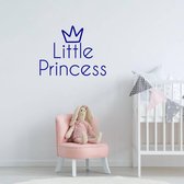 Muursticker Little Princess -  Donkerblauw -  100 x 75 cm  -  engelse teksten  baby en kinderkamer  alle - Muursticker4Sale