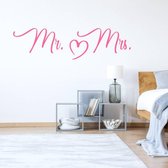 Muursticker Mr & Mrs Hart - Roze - 120 x 31 cm - engelse teksten slaapkamer