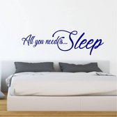 Muursticker All You Need Is Sleep - Donkerblauw - 80 x 24 cm - engelse teksten slaapkamer