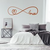 Muursticker Infinity Love Met Hartje -  Bruin -  80 x 22 cm  -  alle muurstickers  slaapkamer - Muursticker4Sale