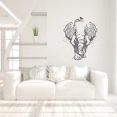 Muursticker Olifant In Bomen - Donkergrijs - 60 x 73 cm - woonkamer