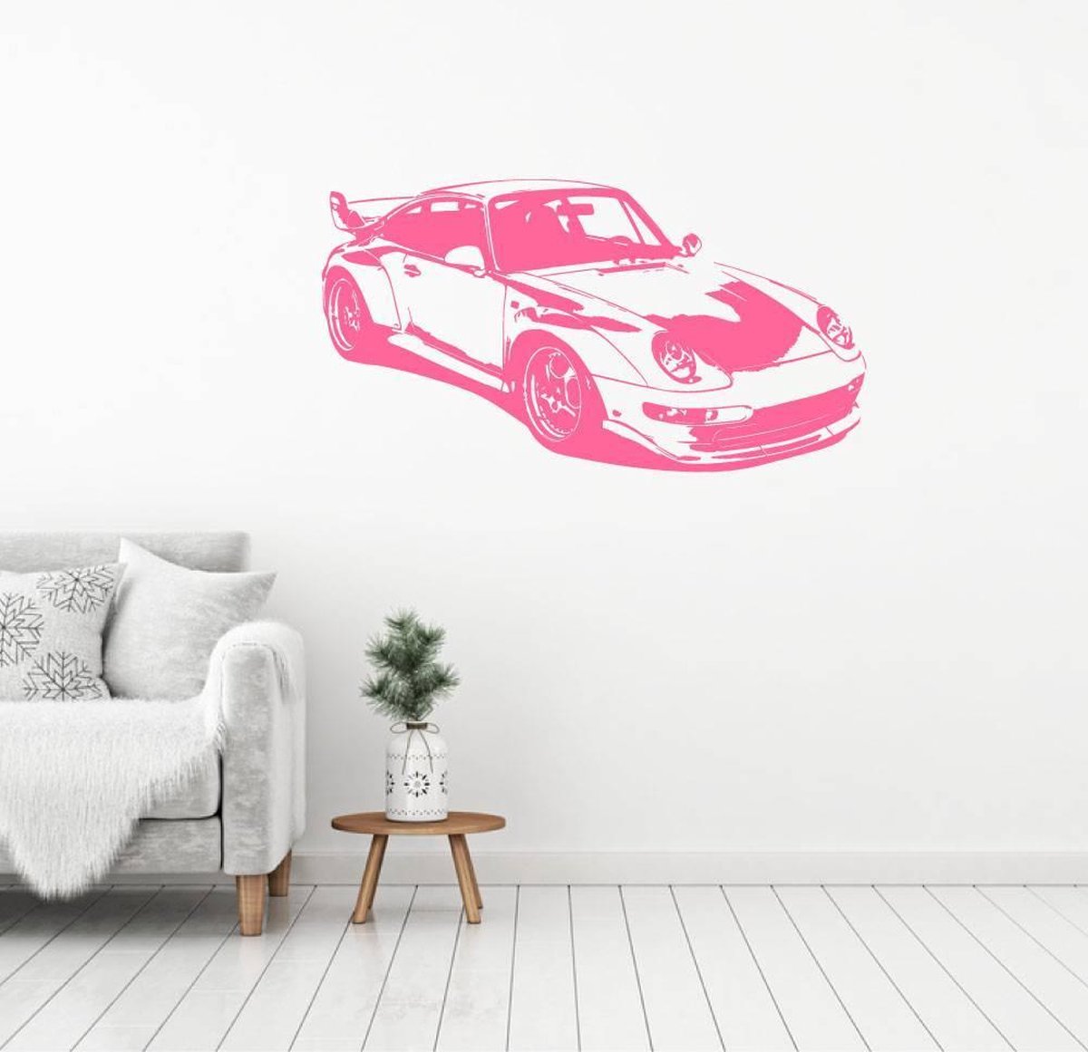 Muursticker sportwagen 2 - Roze - 80 x 43 cm baby en kinderkamer - voertuig slaapkamer woo