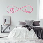 Muursticker Infinity Love Met Hartje -  Roze -  120 x 34 cm  -  alle muurstickers  slaapkamer - Muursticker4Sale