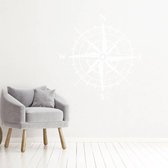 Muursticker Kompas - Wit - 60 x 60 cm - engelse teksten slaapkamer woonkamer bedrijven