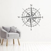 Muursticker Kompas - Donkergrijs - 60 x 60 cm - engelse teksten slaapkamer woonkamer bedrijven