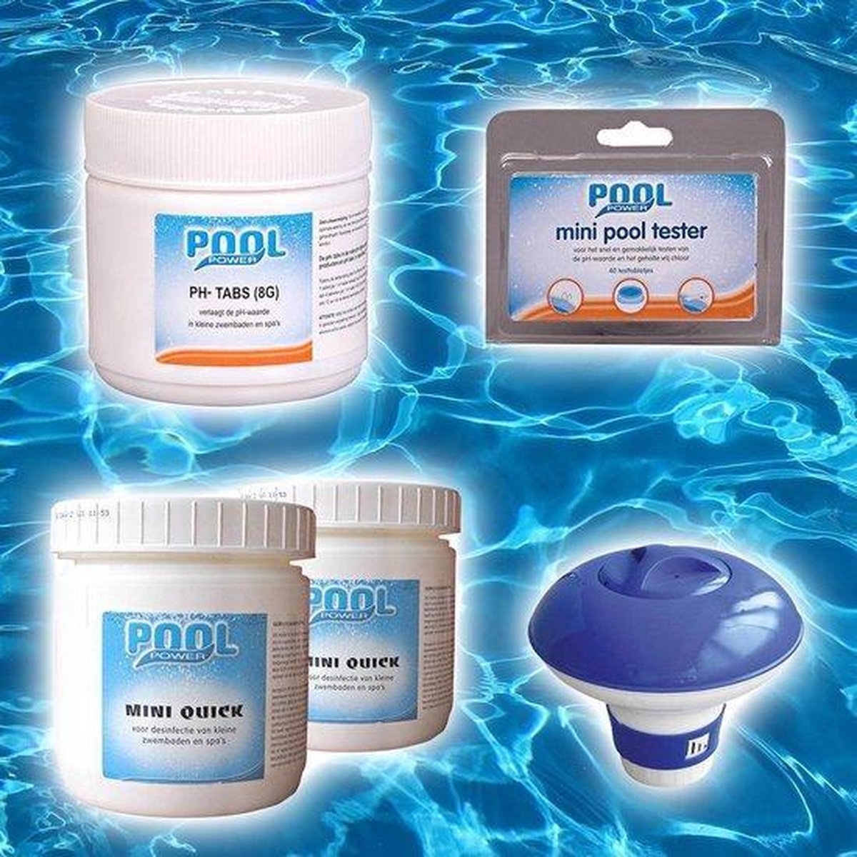 Chloor tabletten zwembad XL set jacuzzi inc. drijver chloor en