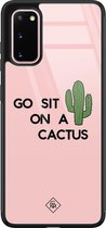 Samsung S20 hoesje glass - Go sit on a cactus | Samsung Galaxy S20 case | Hardcase backcover zwart