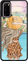 Samsung S20 hoesje glass - Sunset girl | Samsung Galaxy S20 case | Hardcase backcover zwart