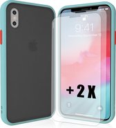 HYBRID | Silica Gel + TPU Transparant Shockproof Backcover iPhone X/XS - Lichtblauw + 2 x SCREENZ| Tempered Glass Screen Protector