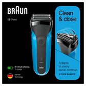 Braun Series 3 310s oplaadbaar Wet&Dry elektrisch scheerapparaat, blauw