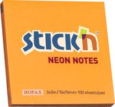 Stick'n sticky notes - 76x76mm, neon oranje, 100 memoblaadjes