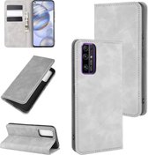 Voor Huawei Honor 30 Retro-skin Business magnetische zuig lederen tas met houder & kaartsleuven & portemonnee (grijs)