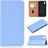 Voor Huawei Honor 8S effen kleur mat magnetische horizontale flip lederen tas met kaartsleuven en houder (blauw)