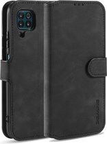 Voor Huawei P40 Lite / Nova 6 SE DG.MING Retro Oil Side Horizontal Flip Case met houder & kaartsleuven & portemonnee (zwart)